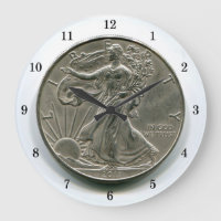 Horloge murale dollaire en argent Lady Liberty