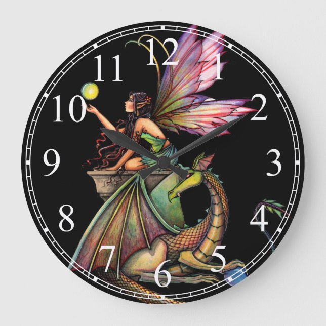 Horloge murale Dragon's Orbs gothique fée dragon (Recto)