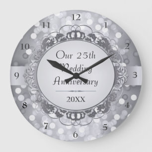 Horloge murale du 25e anniversaire du Bokeh en arg