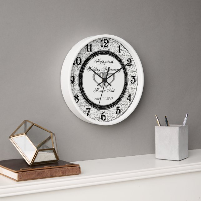 Horloge murale du 25e anniversaire du Mariage (Bureau)