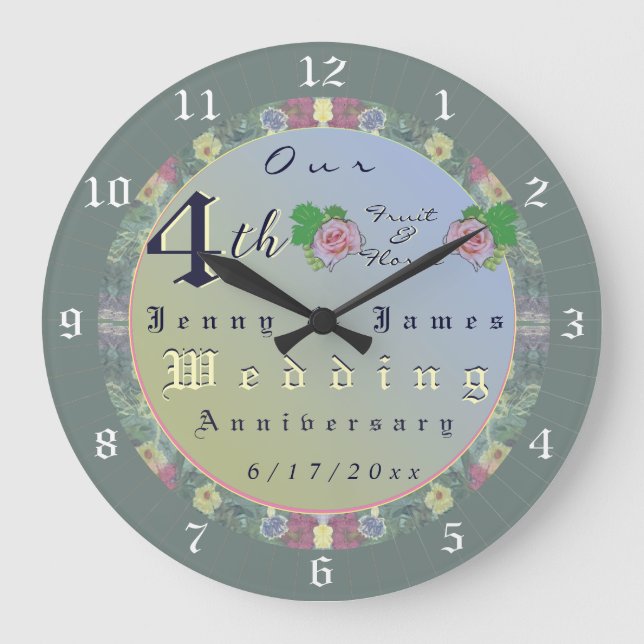 Horloge murale du 4e anniversaire du Mariage (Recto)