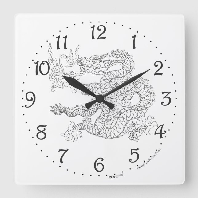 Horloge murale du Carré de dragon chinois (Recto)