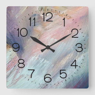 Horloge murale du Carré de Motif de peinture Abstr