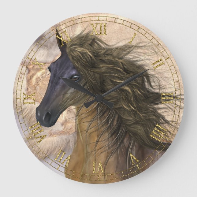 Horloge murale du cheval de beauté sauvage (Recto)
