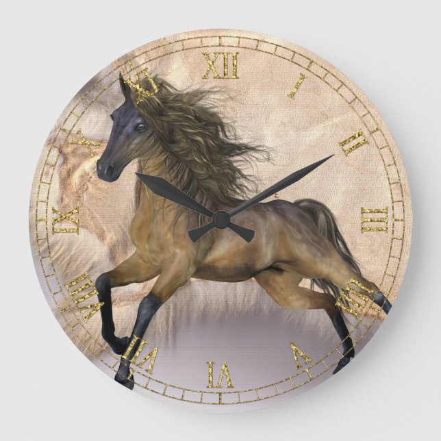 Horloge murale du Cheval sauvage en peau de mouton (Recto)