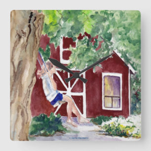 Horloge murale du concepteur - Fille sur aile - Aq