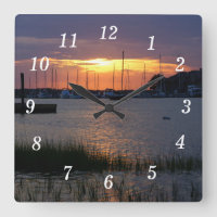 Horloge murale du coucher du soleil de la rivière