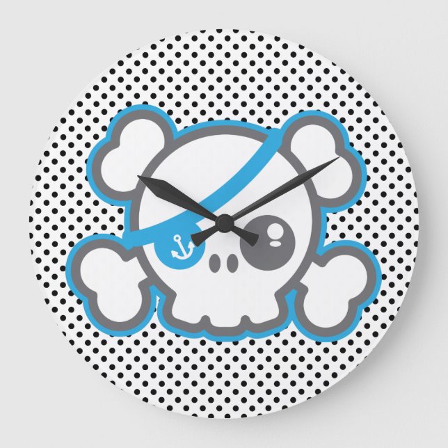 Horloge murale du crâne du pirate Kawaii (Recto)