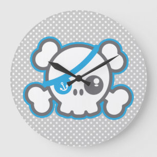 Horloge murale du crâne du pirate Kawaii