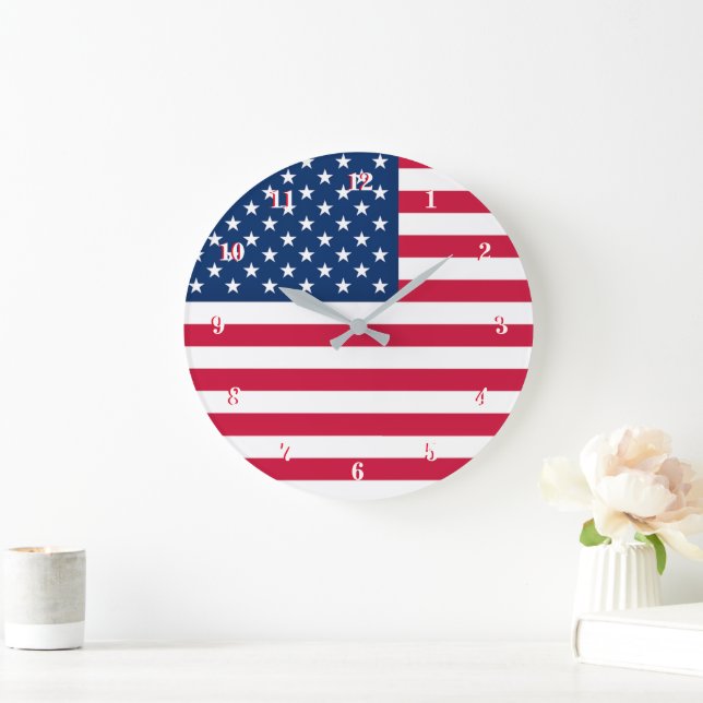 Horloge murale du drapeau américain USA Patriotiqu (Maison)