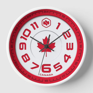 Horloge murale du drapeau du Canada