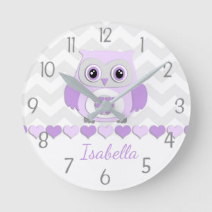 Horloge murale du hibou gris pourpre