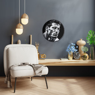 Horloge murale du joueur de rugby avec cadre en bo