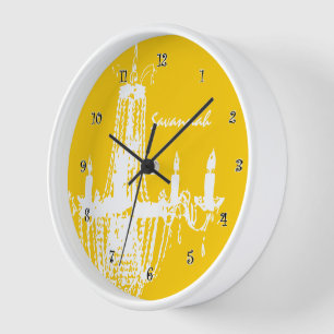 Horloge murale du lustre Personnalisé moutarde Jau