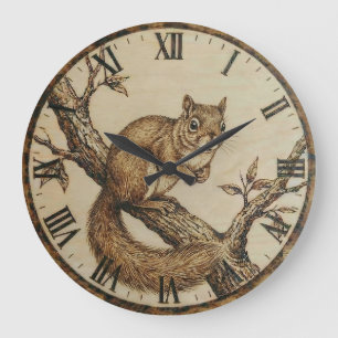 Horloge murale écureuil - Charme boisé cosy
