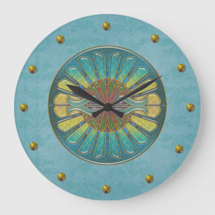 Horloge murale élégante d'art déco de turquoise