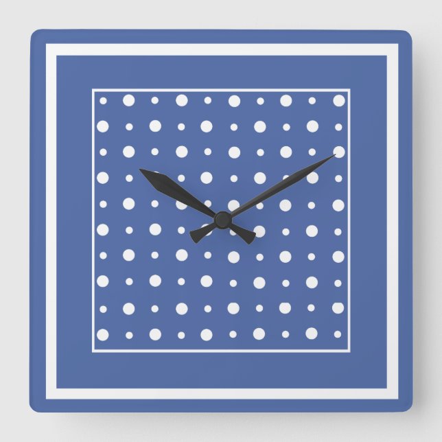 Horloge murale élégante, Pois bleu foncé (Recto)