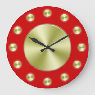 Horloge murale élégante rouge-foncé et d'or