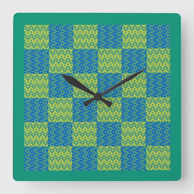 Horloge murale, émeraude et Motif à écailles bleue (Recto)