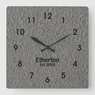 Horloge murale en acrylique à motif de stuc gris