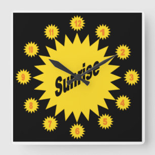 Horloge murale en acrylique, Carrée SUNRISE