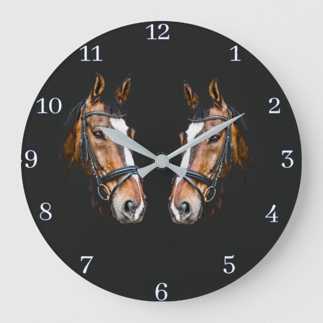 Horloge murale en acrylique chevaux (Recto)