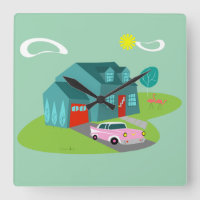 Horloge murale en acrylique de la maison de banlie