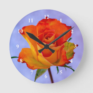 Horloge murale en acrylique orange et rose jaune