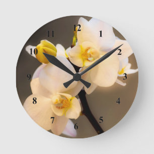 Horloge murale en acrylique orchidée blanche
