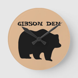 Horloge murale en acrylique personnalisée ours gri