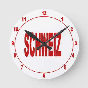 Horloge murale en acrylique, Ronde Medium SCHWEIZ