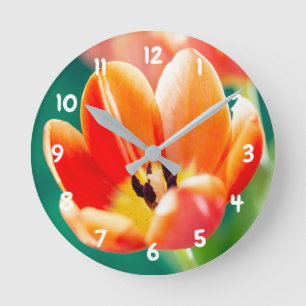 Horloge murale en acrylique Tulipe Orange