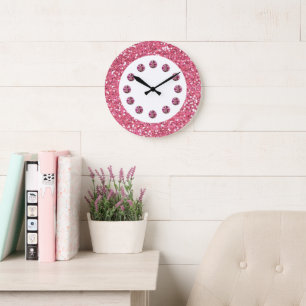 Horloge murale en bijou rose