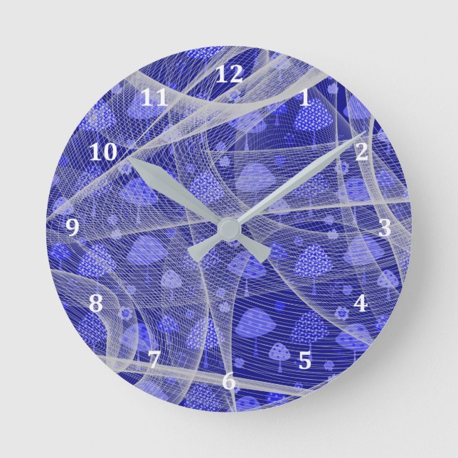 Horloge murale en bleu avec champignons et regard  (Recto)