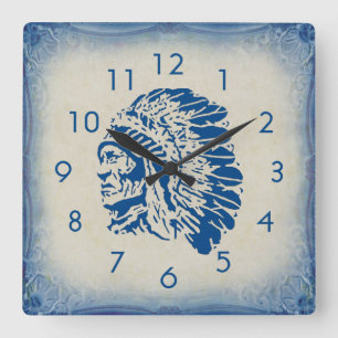 Horloge murale en chef bleue de silhouette