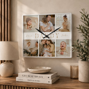 Horloge murale en collage pour enfants "Papa" pour