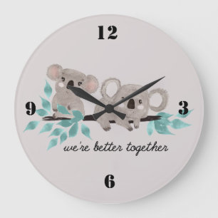 Horloge murale en couleur à l'eau avec ours koala
