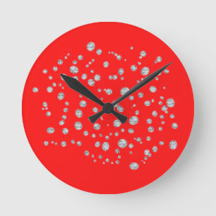 Horloge murale en cristal rouge fluorescente
