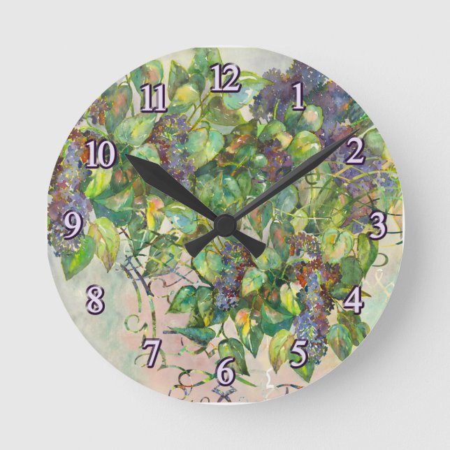 Horloge murale en fleurs lilas (Recto)