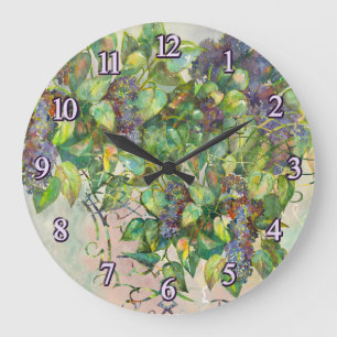 Horloge murale en fleurs lilas