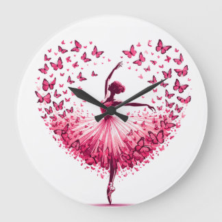 Horloge murale en forme de cœur de ballerine papil