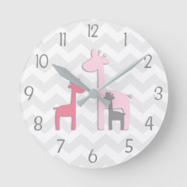 Horloge murale en girafe rose gris