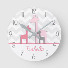 Horloge murale en girafe rose gris