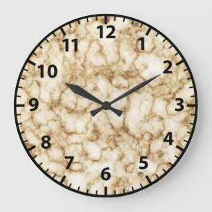 Horloge murale en granit de marbre blanc et or