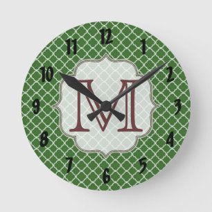 Horloge murale en Latti Monogramme en quartz vert