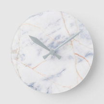 Horloge murale en marbre blanc gris et or