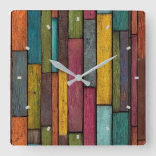 Horloge murale en planches de bois