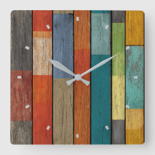Horloge murale en planches de bois