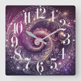 Horloge murale en plumes galactiques
