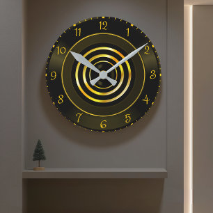 Horloge murale en spirale d'or noir moderne pour d